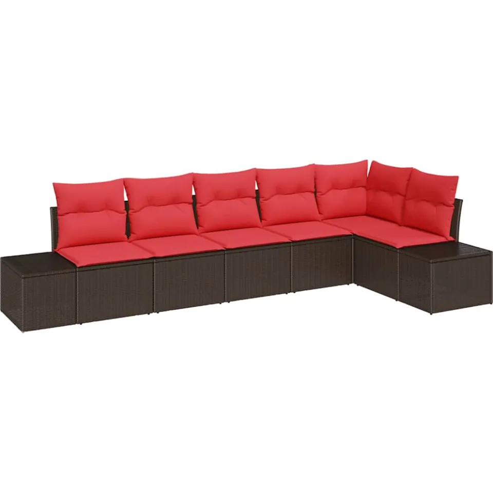 vidaXL Tuin Sofa Set 6 st Bruin poly rattan, foto 4