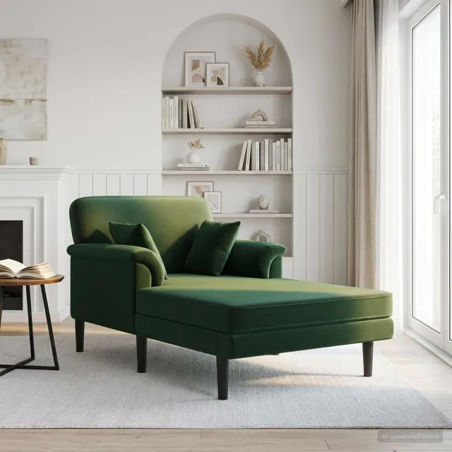 vidaXL Chaise longue Donkergroen fluweel groen, foto 2