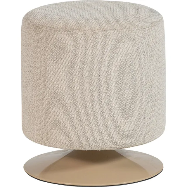WOOOD Islen Poef Met Draaivoet - Bouclé - Bruin - 47x39x39 beige