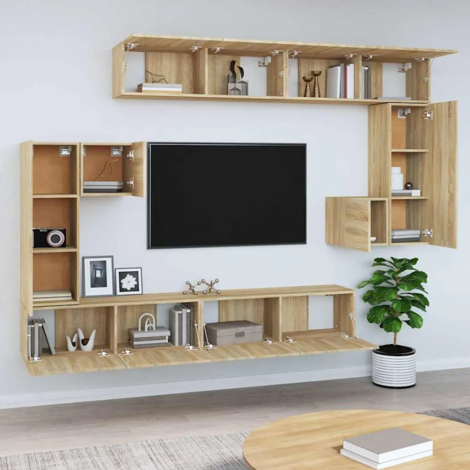 vidaXL Tv-wandmeubel bewerkt hout sonoma eikenkleurig, foto 2