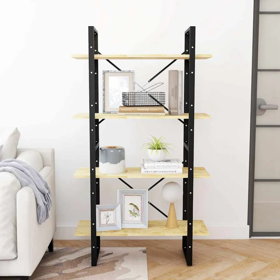 vidaXL Boekenkast met 4 schappen 80x30x140 cm massief grenenhout bruin, foto 3