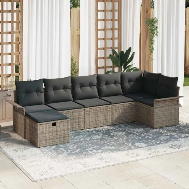 vidaXL Tuin Sofa Set 7 st Poly riet Zwart