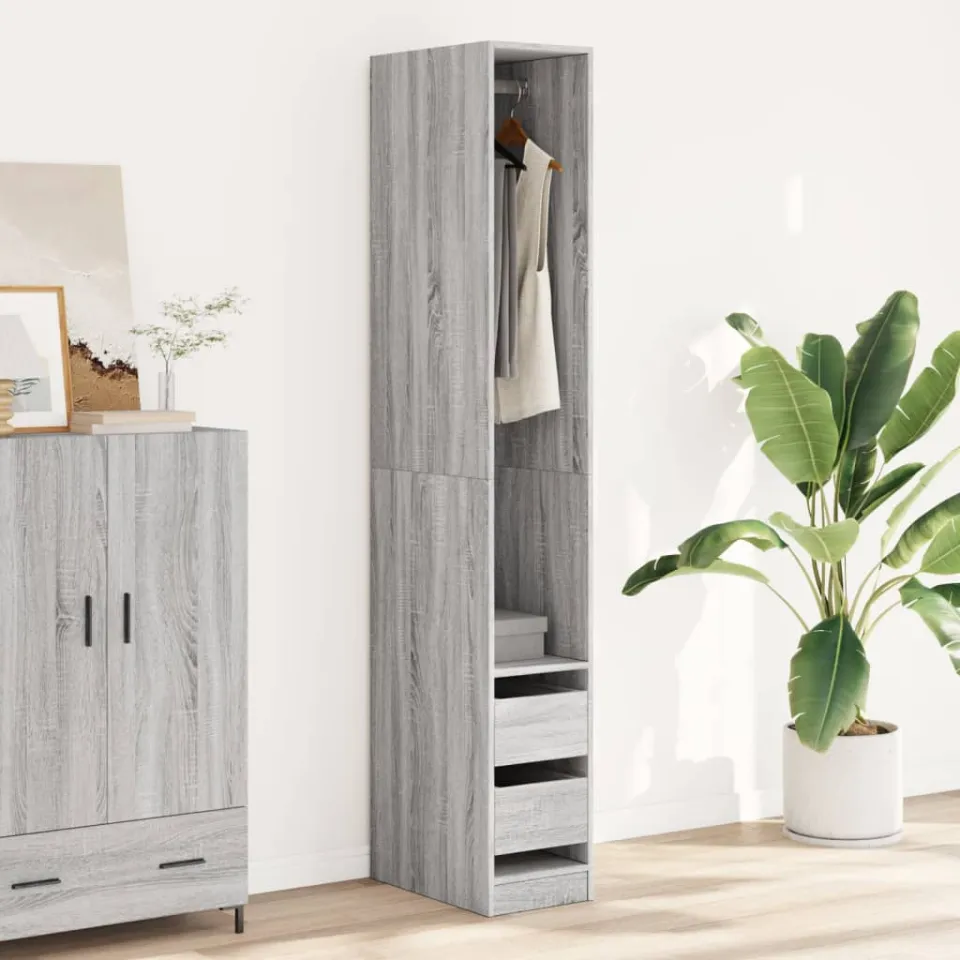vidaXL Kledingkast 30x50x200 cm bewerkt hout grijs sonoma eikenkleur, foto 2