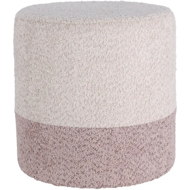 Home & Styling Collection Home Styling Collection - Ronde gestoffeerde poef in twee kleuren bouclé, Ø 35 x 34 cm Beige
