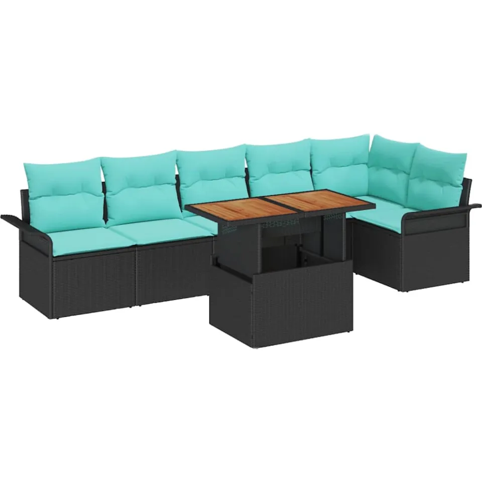 vidaXL Tuin Sofa Set 7 st Zwart Poly riet