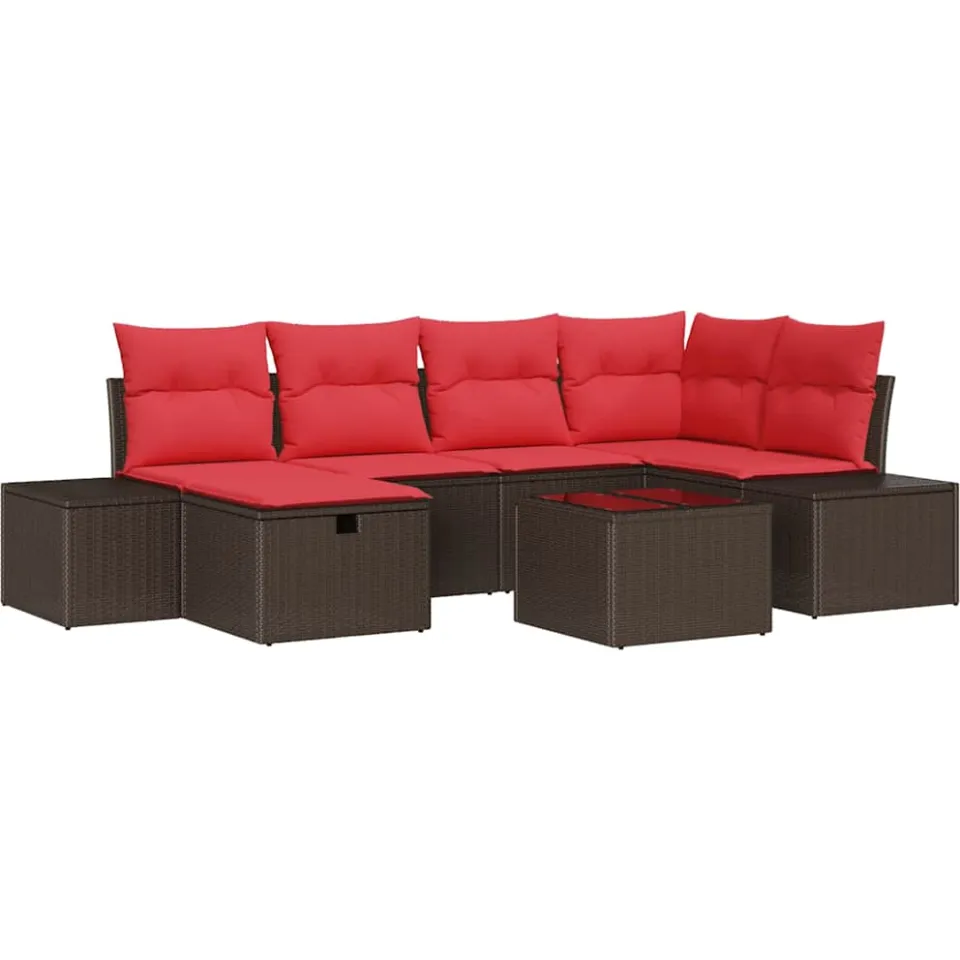 vidaXL Bankstel 3 st poly rattan Bruin