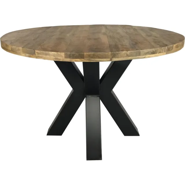 The Copperbarn Ronde eettafel 130cm mangohout industrieel Naturel