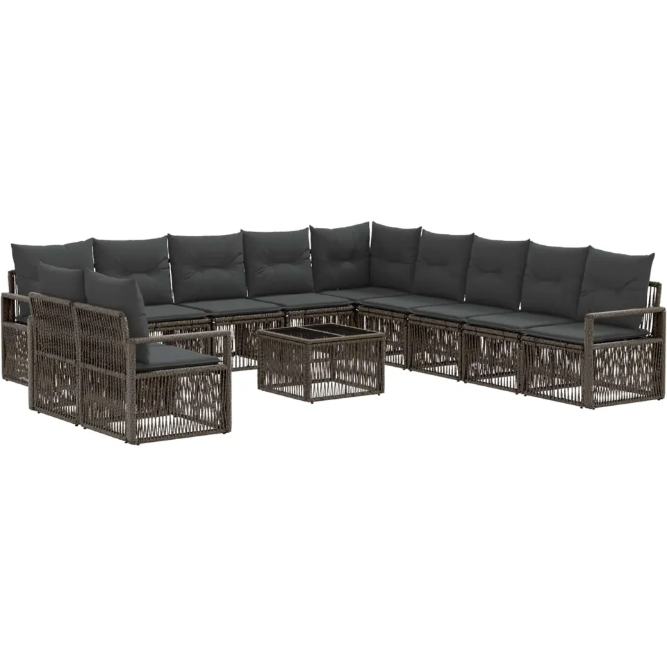 vidaXL Tuinbankenset 12 st Grijs poly rattan, foto 3