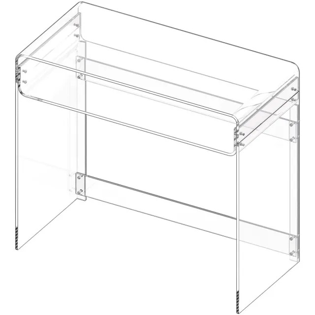 Vevor Acryl Bureau, 2-Laags Transparante Entreetafel met Plank, Modern Rechthoekig Computerbureau, Dik Bureau voor Slaapkamer, Kantoor, Woonkamer, 40 X 85 X 75 cm