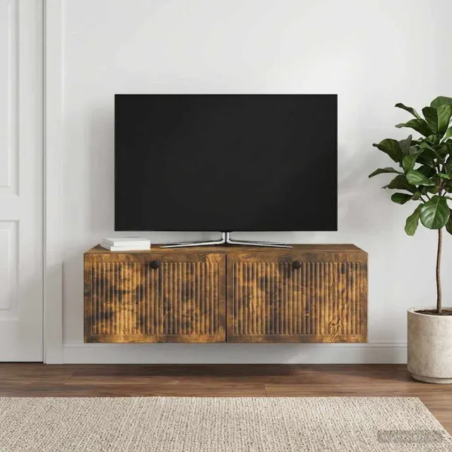 vidaXL Wandbeugel TV-kast Gerookt eiken 98 x 41 x 30 cm Bewerkt hout Bruin