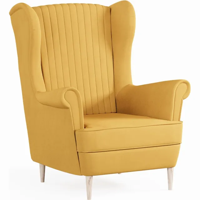 AJE Meubles B.V. Ohrensessel, fauteuil van fluweel, stoel, zitmeubel, gestoffeerde fauteuil, relaxfauteuil - Fauteuil Comfy - Geel (Manila 32)