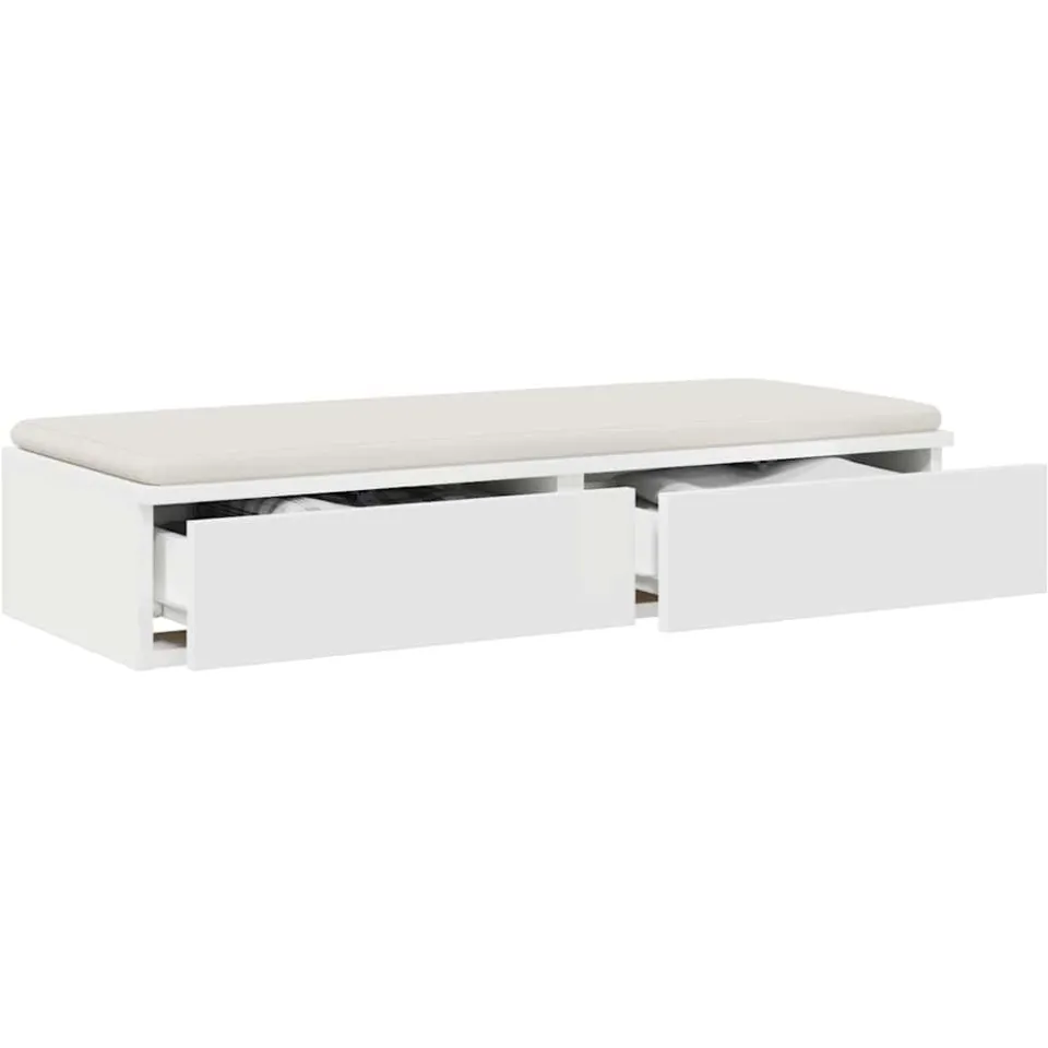 vidaXL Bedlades Wit 90 x 36,5 x 16,5 cm Bewerkt hout