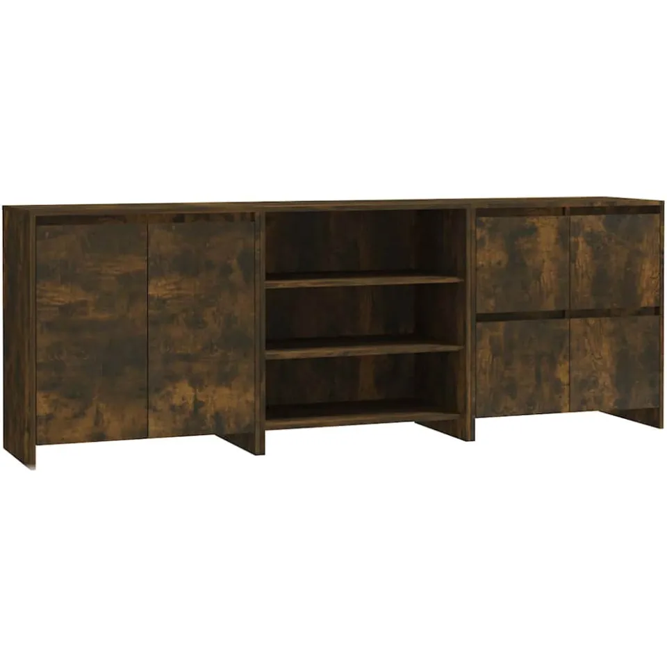 vidaXL 3 st Dressoirs bewerkt hout gerookt eikenkleurig, foto 3