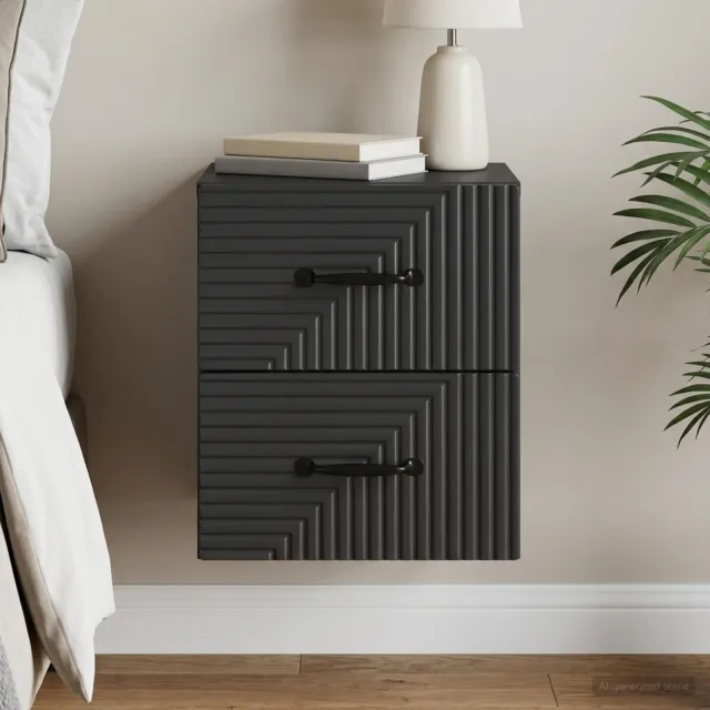 vidaXL Wandbeugel Bedkast Zwart 34,5 x 33 x 40 cm Bewerkt hout, foto 2