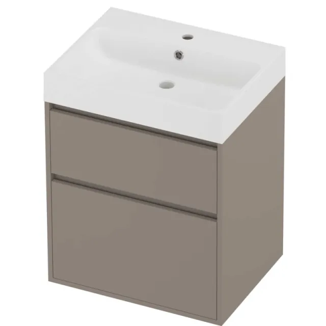 Proline Podium Badmeubelset Polystone Loft 1 Kraangat Greeploos 60x46x75 cm Mat White Clay Beige