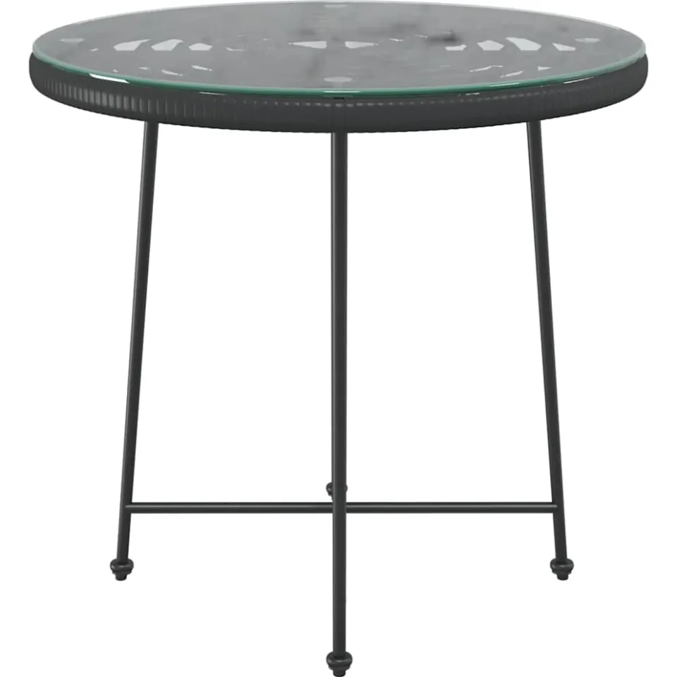 vidaXL Eettafel Ø80 cm gehard glas en staal zwart