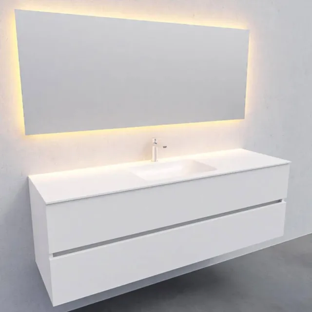 Badkamermeubel Solid Surface AQS Oslo 150x46 cm Midden Mat Wit Boss & Wessing