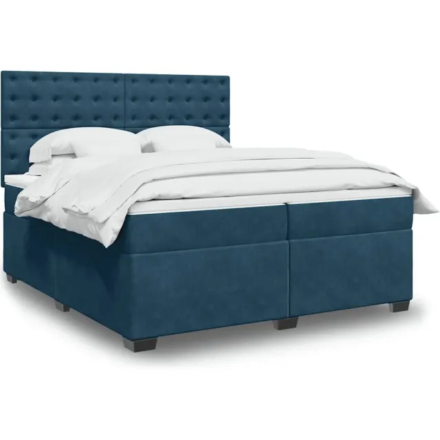 vidaXL Boxspring met matras fluweel blauw 200x200 cm