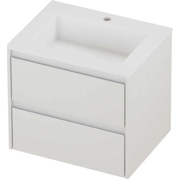 Proline Aristo Badmeubelset Polystone Elegant 1 Kraangat 60x46x54 cm Mat White Glans Wit