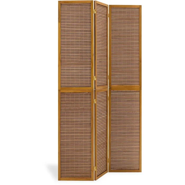 Famanu XL kamerscherm, 3-delig, van bamboe hout, bruin, hoogte 2 m, ideaal als ruimteverdeler