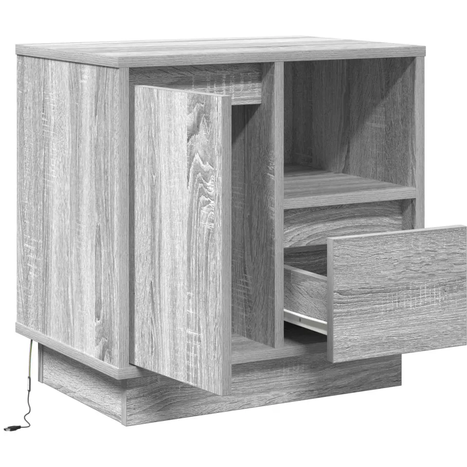 vidaXL Nachtkastje Grijs 50 x 34,5 x 50 cm. Bewerkt hout, foto 4