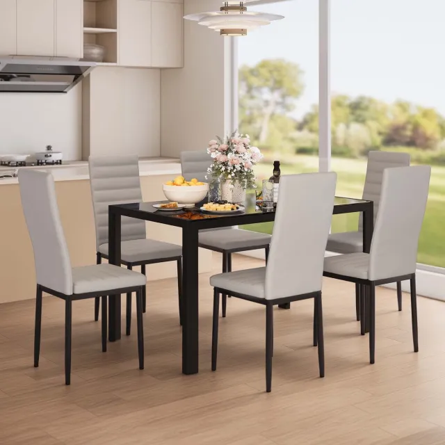 Bealife TB41C Eetkamerstoelen - 6 stoelen - PU Leer bekleed - Licht Grijs