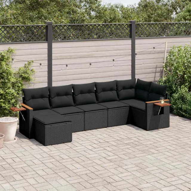 vidaXL Patio Sofa Set 7-zits Black, foto 2