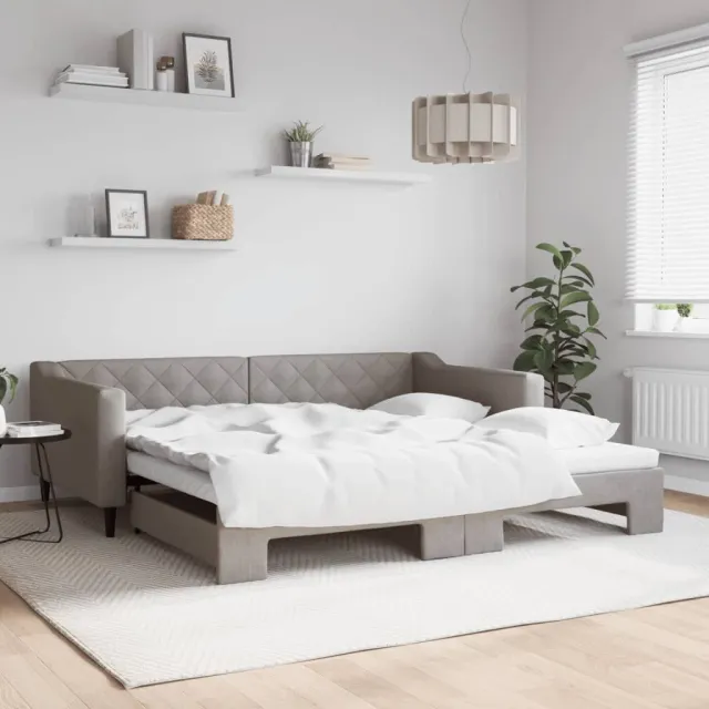 vidaXL Slaapbank met onderschuifbed 100x200 cm stof taupe