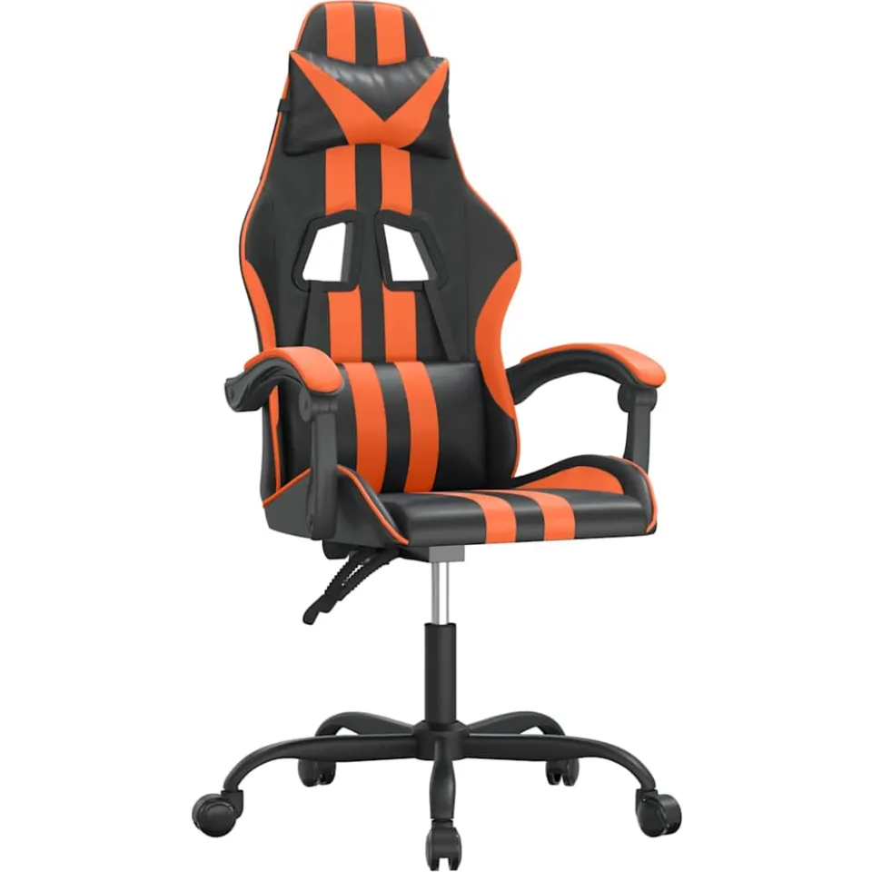 vidaXL Gamestoel draaibaar kunstleer zwart en oranje, foto 3