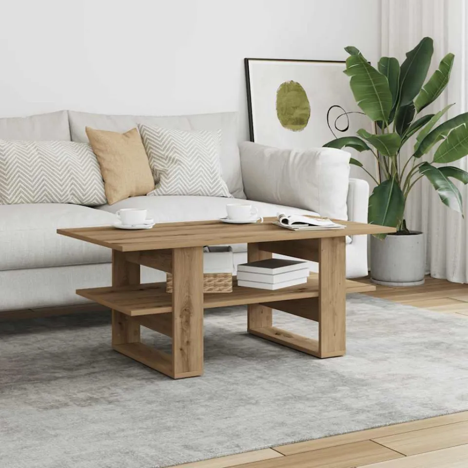 vidaXL Salontafel 102x55x42 cm bewerkt hout artisanaal eikenkleur, foto 2