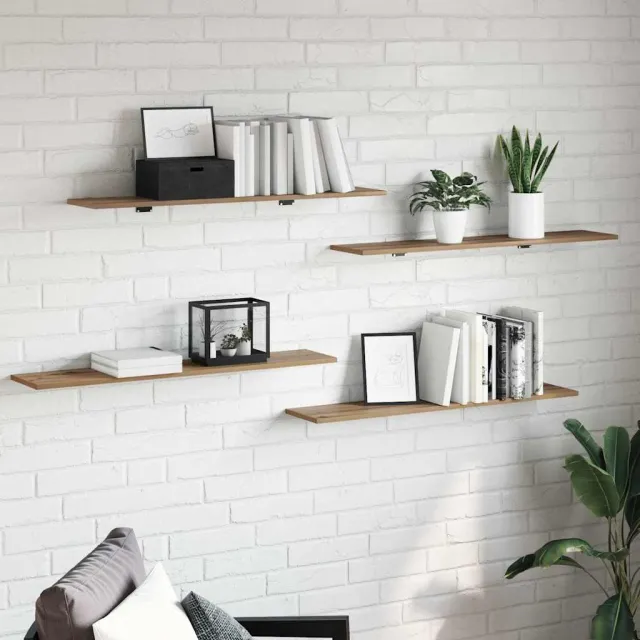 vidaXL Boekenplank Bord 3-laags 4 st 100 x 20 x 1,5 cm Bewerkt hout bruin, foto 2