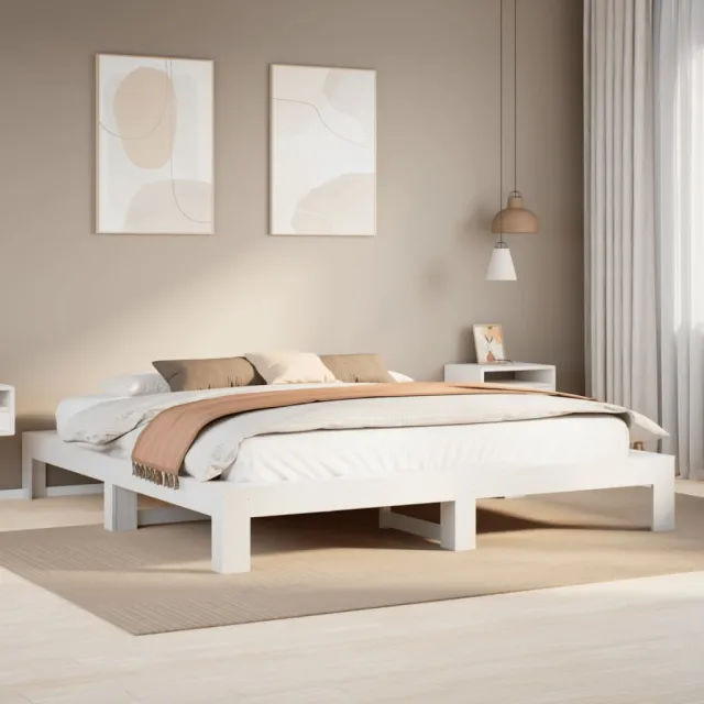 vidaXL Bedframe zonder matras massief grenenhout wit 200x200 cm