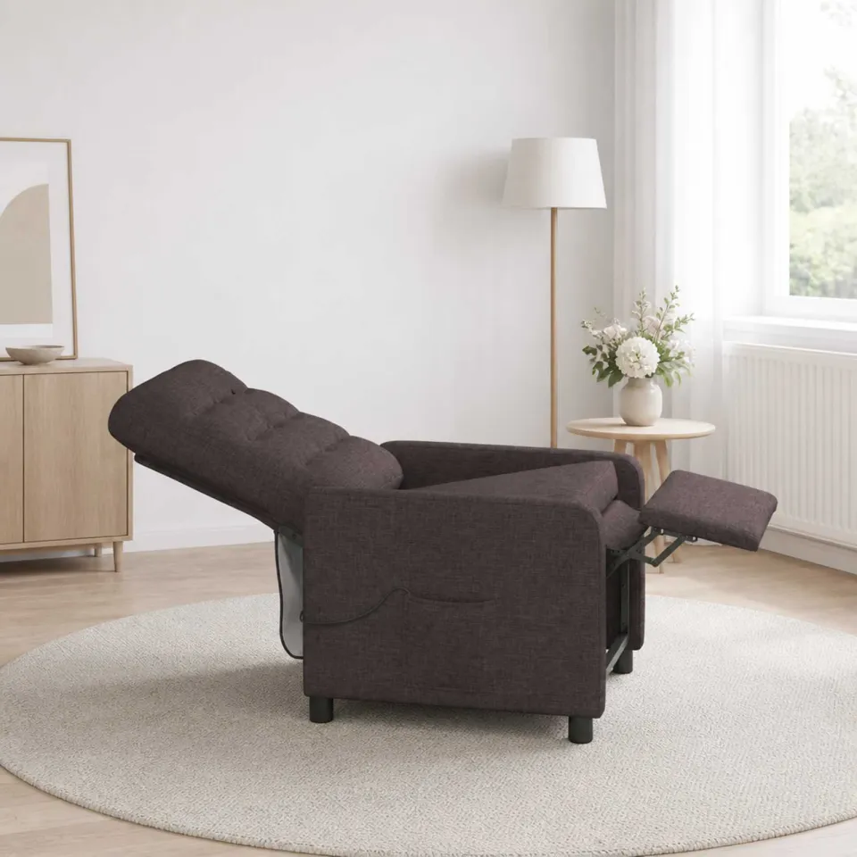 vidaXL Massage-relaxstoel Donkerbruin 65 x 93 x 102 cm Stof bruin, foto 4