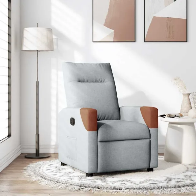 vidaXL Fauteuil verstelbaar stof lichtgrijs grijs