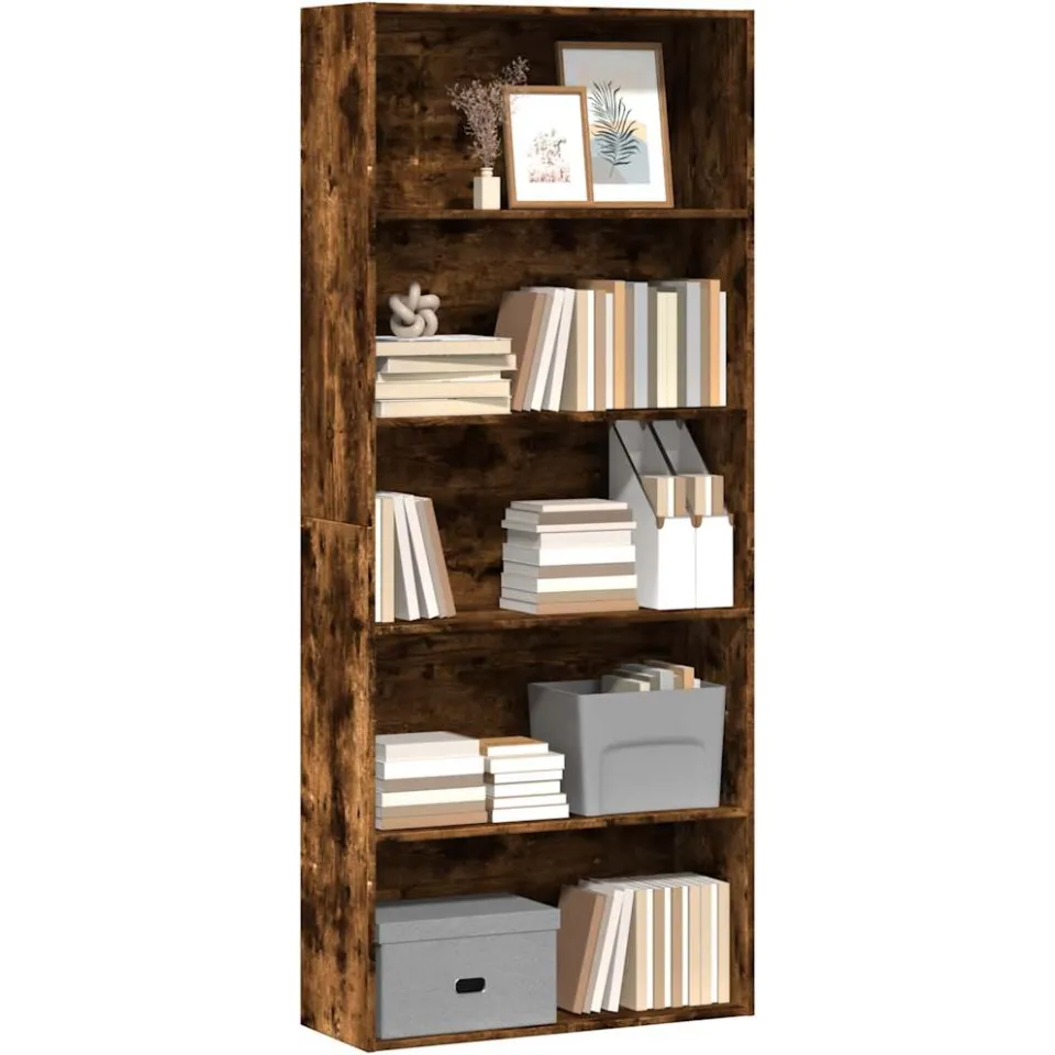 vidaXL Boekenkast 80x30x189 cm bewerkt hout gerookt eikenkleurig Bruin