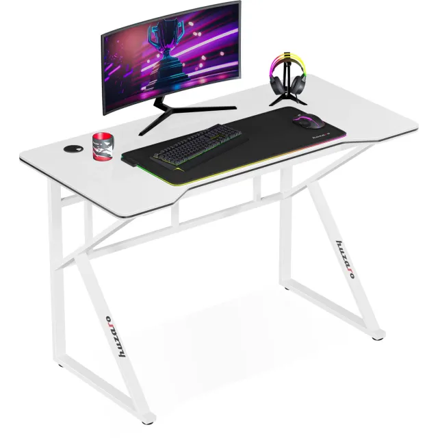 Huzaro Hero 1.6 Gaming Bureau - Compact Computerafmetingen Bureau 120x60 cm - Met Kabelalder - Wit