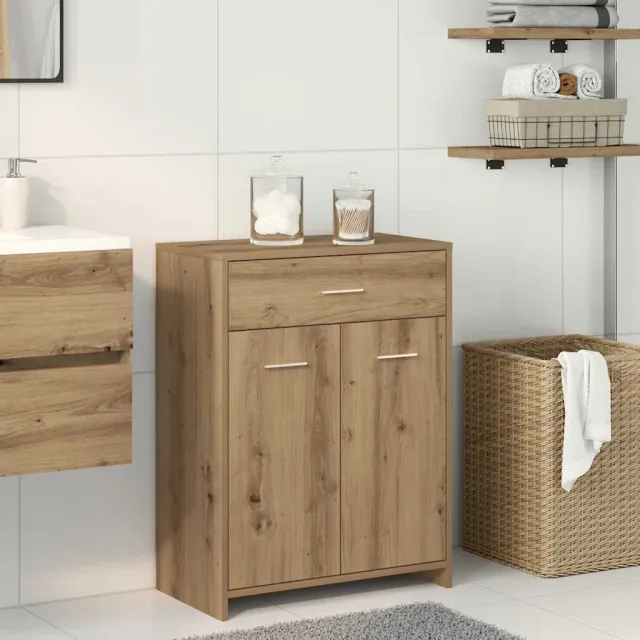 vidaXL Badkamerkast 60x33x80 cm bewerkt hout artisanaal eikenkleurig Bruin
