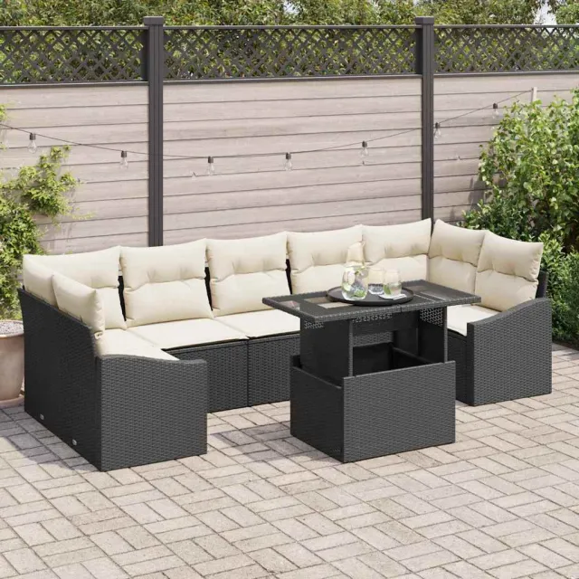 vidaXL Tuin Sofa Set 8 st Zwart poly rattan, foto 2