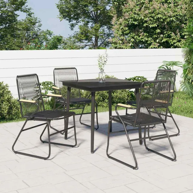 vidaXL 5-delige Tuinset PVC-rattan zwart, foto 2