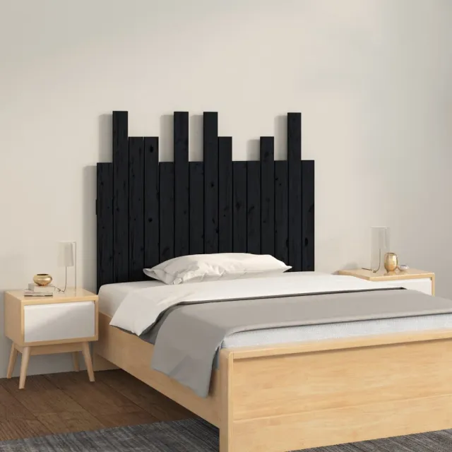 vidaXL Hoofdbord wandmontage 95,5x3x80 cm massief grenenhout zwart