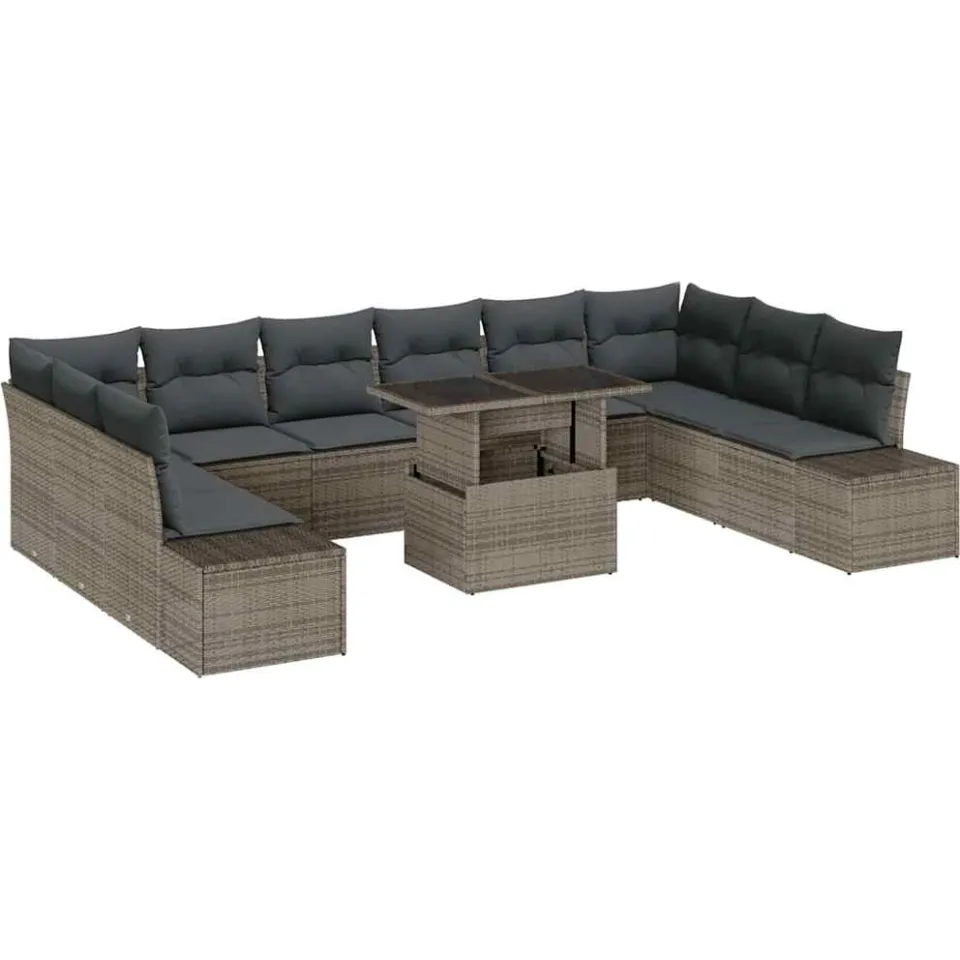 vidaXL Tuin Sofa Set 11 st Grijs poly rattan