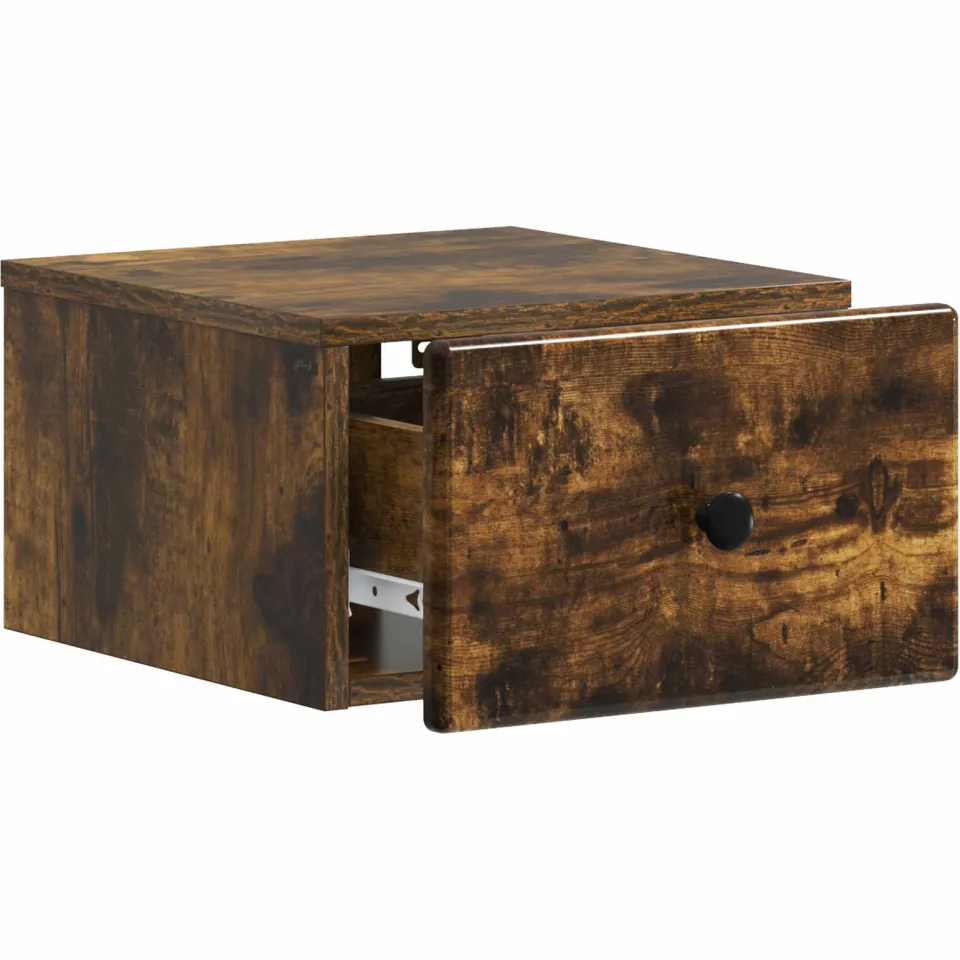 vidaXL Wandbeugel Bedkast Gerookt eiken 34,5 x 33 x 20 cm Bewerkt hout, foto 3