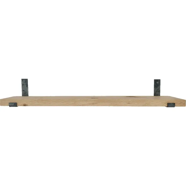 GoudmetHout Wandplank Industrieel - 180 x 25 cm Muurplank - Licht Eiken Hout - Decoratie Wandrek & Boekenrek - Hangplank Keuken - Wall Shelf + 2 Plankdragers van Ruw Staal Licht eiken, geen coating