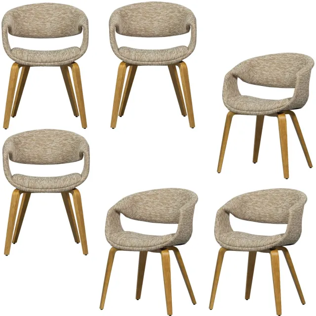 WOOOD Yossi Eetkamerstoelen Met Houten Naturel Poot - Zand - Set van 6