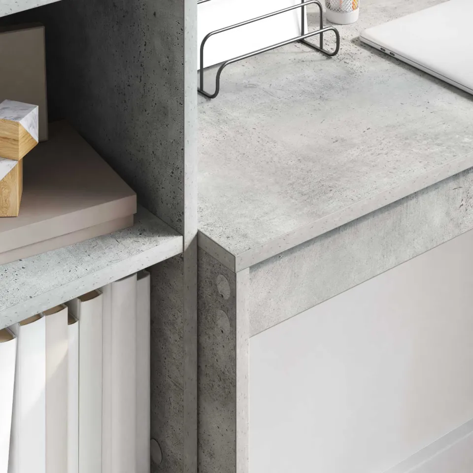 vidaXL Bureau Beton Grijs 145,5 x 40 x 127 cm 2 st, foto 3