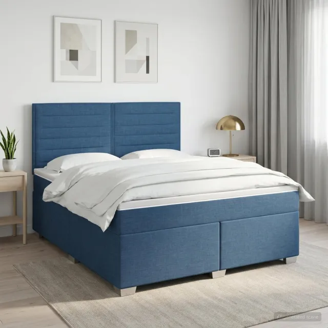 vidaXL Boxspringbed met matras met hoofdeinde Blauw 160 x 200 cm Stof