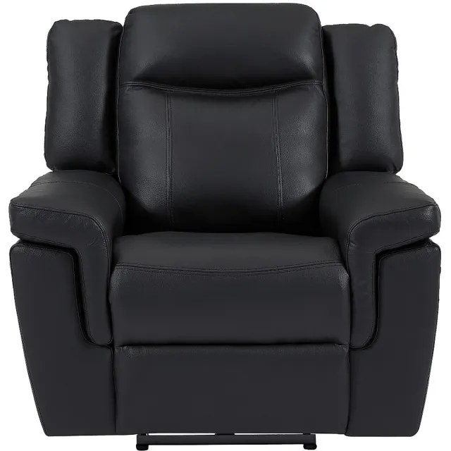 Vente-unique Elektrische relaxfauteuil van leer KENNETH - Zwart