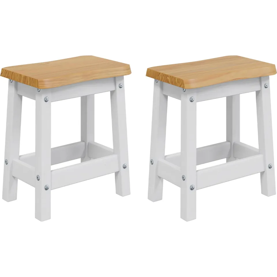 vidaXL Barkruk EKAI 2 st Wit 40 x 29 x 45,5 cm Massief grenenhout, foto 3