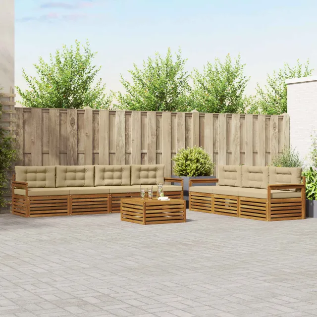 vidaXL Buiten bankenset 8 st 7-zits Natuurlijk en Beige