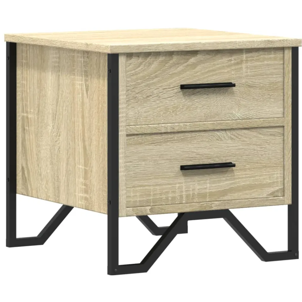 vidaXL Nachtkastje 40x41x40 cm bewerkt hout sonoma eikenkleurig Bruin